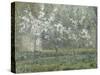 Printemps. Pruniers en fleurs, dit : Potager, arbres en fleurs, printemps, Pontoise-Camille Pissarro-Stretched Canvas