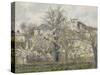 Printemps. Pruniers en fleurs, dit : Potager, arbres en fleurs, printemps, Pontoise-Camille Pissarro-Stretched Canvas