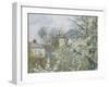 Printemps. Pruniers en fleurs, dit : Potager, arbres en fleurs, printemps, Pontoise-Camille Pissarro-Framed Giclee Print