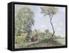 Printemps.Trembles et acacias-Alfred Sisley-Framed Stretched Canvas