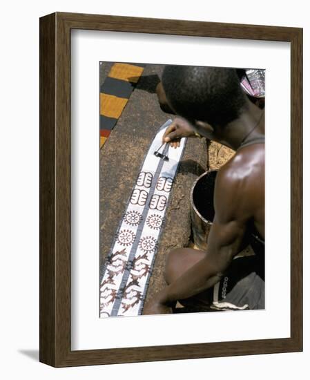 Printing Kente Cloth, Kumasi, Capital of the Ashanti Kingdom, Ghana, West Africa, Africa-David Poole-Framed Photographic Print