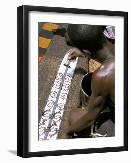 Printing Kente Cloth, Kumasi, Capital of the Ashanti Kingdom, Ghana, West Africa, Africa-David Poole-Framed Photographic Print