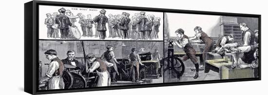 Printing Office and the Carpenters Shop the Anniversary of the Little Boys Home at Farningham and S-null-Framed Stretched Canvas