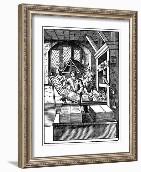 Printing Workshop, 16th Century-Jost Amman-Framed Giclee Print