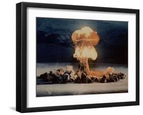 Priscilla 37-Kiloton Balloon Shot Test Firing Above Desert Landscape at NV Atomic Bomb Test Site-null-Framed Photographic Print