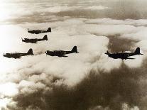 World War Ii (1939-1945), a Squad of British Aircraft Model Spitfire Flying, (October 1939)-Prisma-Photographic Print