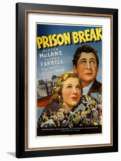 PRISON BREAK, US poster art, from left: Glenda Farrell, Barton MacLane, 1938-null-Framed Art Print