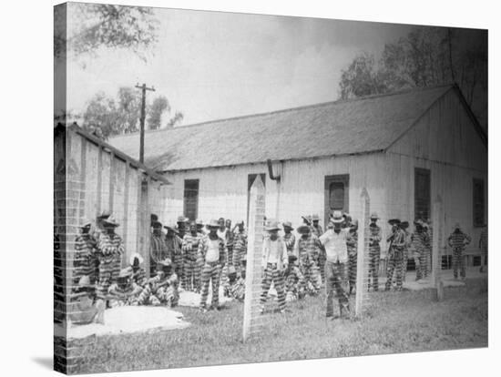 Prison Compound No. 1, Angola, Louisiana, Leadbelly in Foregound-Alan Lomax-Stretched Canvas