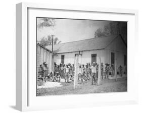 Prison Compound No. 1, Angola, Louisiana, Leadbelly in Foregound-Alan Lomax-Framed Photo