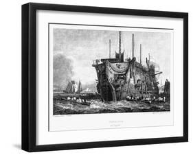 Prison Hulk at Deptford, London, C1826-Samuel Prout-Framed Giclee Print