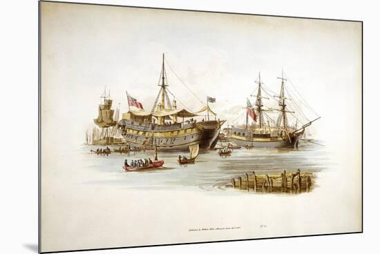 Prison Ships (Hulks or Tender) in the Thames Off the Tower of London, 1805-William Henry Pyne-Mounted Giclee Print