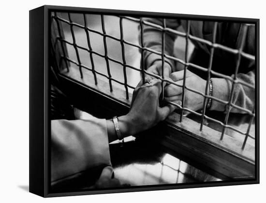 Prisoner Ronald Gallagher and Wife Holding Hands-Michael Rougier-Framed Stretched Canvas