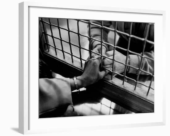 Prisoner Ronald Gallagher and Wife Holding Hands-Michael Rougier-Framed Photographic Print