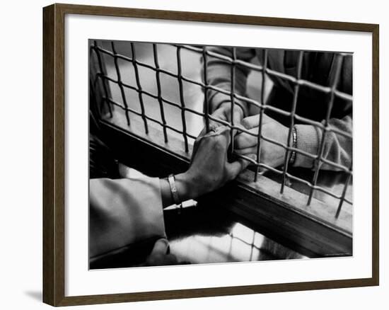 Prisoner Ronald Gallagher and Wife Holding Hands-Michael Rougier-Framed Photographic Print