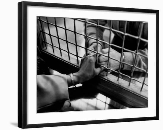 Prisoner Ronald Gallagher and Wife Holding Hands-Michael Rougier-Framed Photographic Print