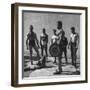 Prisoners at San Quentin Weightlifting in Prison Yard During Recreation Period-Charles E^ Steinheimer-Framed Photographic Print