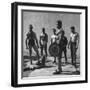 Prisoners at San Quentin Weightlifting in Prison Yard During Recreation Period-Charles E^ Steinheimer-Framed Photographic Print