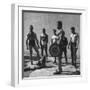 Prisoners at San Quentin Weightlifting in Prison Yard During Recreation Period-Charles E^ Steinheimer-Framed Photographic Print