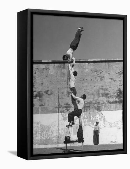 Prisoners Doing Gymnastics at San Quentin Prison-Charles E^ Steinheimer-Framed Stretched Canvas