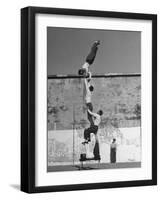 Prisoners Doing Gymnastics at San Quentin Prison-Charles E^ Steinheimer-Framed Photographic Print