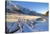 Pristine snow in winter in Rezzalo valley, Sondrio district, Valtellina, Lombardy, Italy.-ClickAlps-Stretched Canvas
