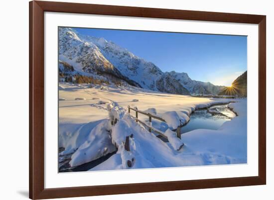 Pristine snow in winter in Rezzalo valley, Sondrio district, Valtellina, Lombardy, Italy.-ClickAlps-Framed Photographic Print