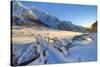 Pristine snow in winter in Rezzalo valley, Sondrio district, Valtellina, Lombardy, Italy.-ClickAlps-Stretched Canvas