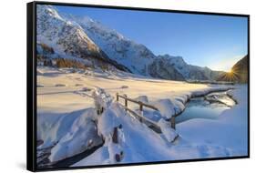 Pristine snow in winter in Rezzalo valley, Sondrio district, Valtellina, Lombardy, Italy.-ClickAlps-Framed Stretched Canvas