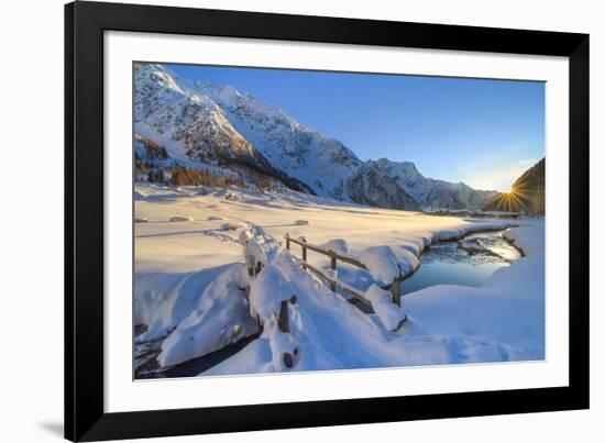 Pristine snow in winter in Rezzalo valley, Sondrio district, Valtellina, Lombardy, Italy.-ClickAlps-Framed Photographic Print