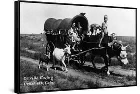 Pritchett, Colorado - Orville Ewing; Covered Wagon Scene-Lantern Press-Framed Stretched Canvas