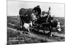 Pritchett, Colorado - Orville Ewing; Covered Wagon Scene-Lantern Press-Mounted Art Print