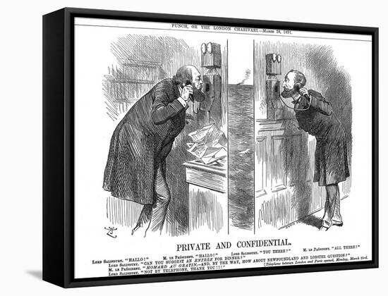 Private and Confidential, Opening of the Anglo-French Telephone Line, 1891-John Tenniel-Framed Stretched Canvas