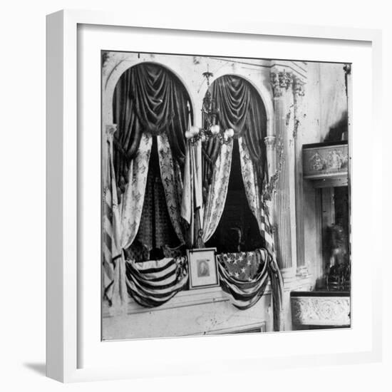 Private Box in Ford's Theater, Around Time President Lincoln Was Assassinated by John Wilkes Booth-null-Framed Photographic Print