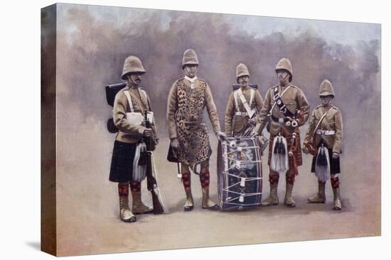 Private, Drummers, Piper and Bugler of the Black Watch During the Second Boer War-Louis Creswicke-Stretched Canvas