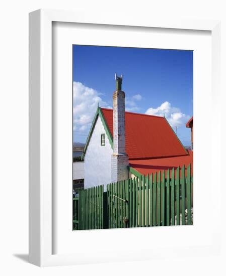 Private House with Red Corrugated Roof and Green Fence, Stanley, Capital of the Falkland Islands-Renner Geoff-Framed Photographic Print