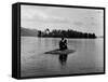 Private Island, Young Couple Embracing on a Small Rock Protruding from the Waters of Lake George-Nina Leen-Framed Stretched Canvas