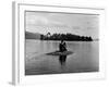 Private Island, Young Couple Embracing on a Small Rock Protruding from the Waters of Lake George-Nina Leen-Framed Photographic Print