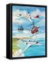 Private Jets And Helicopters, 2012-Alex Williams-Framed Stretched Canvas