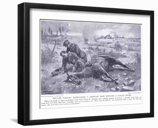 Private Parnaby Awarded Dcm for Extracting a Comrade from Beneath a Fallen Horse under Heavy Fire O-George Derville Rowlandson-Framed Giclee Print