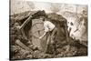 Private Torrance Pumping Air into a Mine under Heavy Fire (Litho)-Alfred Pearse-Stretched Canvas
