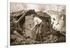 Private Torrance Pumping Air into a Mine under Heavy Fire (Litho)-Alfred Pearse-Framed Giclee Print