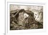 Private Torrance Pumping Air into a Mine under Heavy Fire (Litho)-Alfred Pearse-Framed Giclee Print