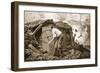 Private Torrance Pumping Air into a Mine under Heavy Fire (Litho)-Alfred Pearse-Framed Giclee Print