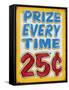 Prize Every Time Distressed-Retroplanet-Framed Stretched Canvas