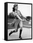 Pro Baseball Pitcher For Rockford Peaches, Caroline Morris, Demonstrating Her Underhanded Delivery-Wallace Kirkland-Framed Stretched Canvas