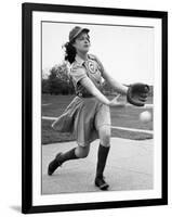 Pro Baseball Pitcher For Rockford Peaches, Caroline Morris, Demonstrating Her Underhanded Delivery-Wallace Kirkland-Framed Photographic Print