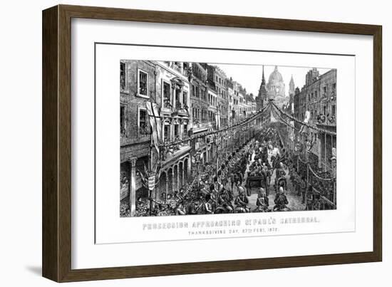 Procession Approaching St Paul's Cathedral, Thanksgiving Day, 27 February, 1872-null-Framed Giclee Print