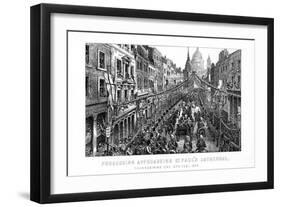 Procession Approaching St Paul's Cathedral, Thanksgiving Day, 27 February, 1872-null-Framed Giclee Print