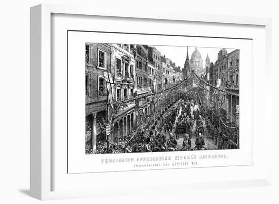 Procession Approaching St Paul's Cathedral, Thanksgiving Day, 27 February, 1872-null-Framed Giclee Print