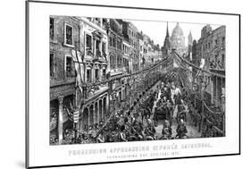 Procession Approaching St Paul's Cathedral, Thanksgiving Day, 27 February, 1872-null-Mounted Giclee Print